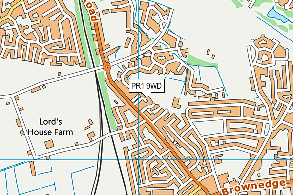 PR1 9WD map - OS VectorMap District (Ordnance Survey)