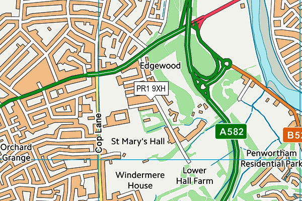 Hurst Grange Park map (PR1 9XH) - OS VectorMap District (Ordnance Survey)