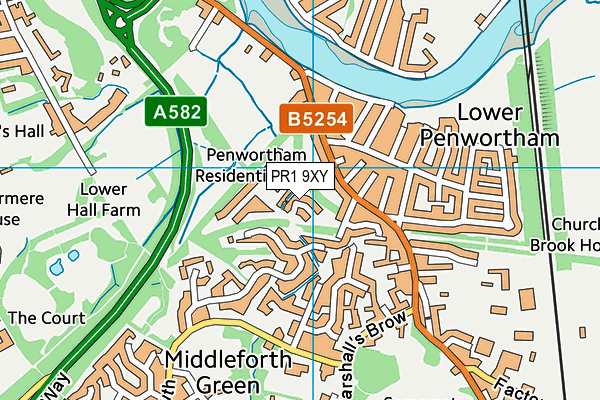 PR1 9XY map - OS VectorMap District (Ordnance Survey)