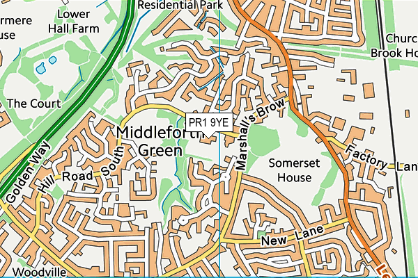 Middleforth C Of E School map (PR1 9YE) - OS VectorMap District (Ordnance Survey)