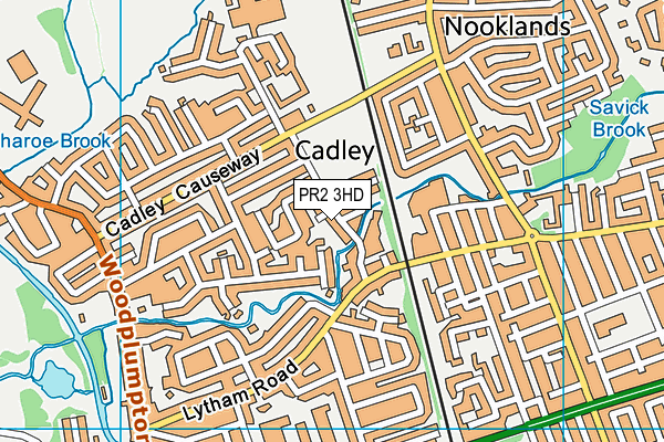 Mill Lane Playing Fields (Fulwood) map (PR2 3HD) - OS VectorMap District (Ordnance Survey)
