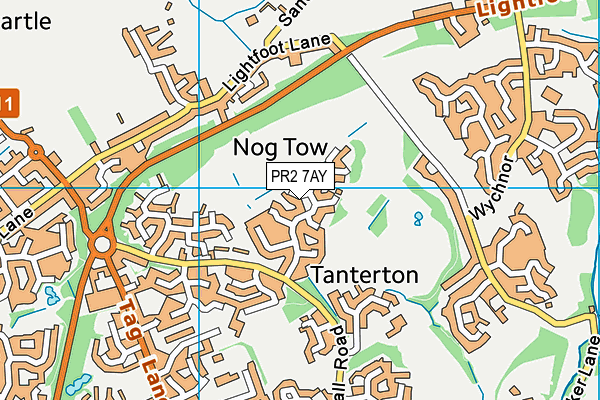 PR2 7AY map - OS VectorMap District (Ordnance Survey)