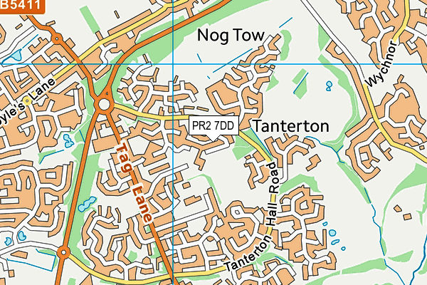 Tanterton Playing Fields map (PR2 7DD) - OS VectorMap District (Ordnance Survey)