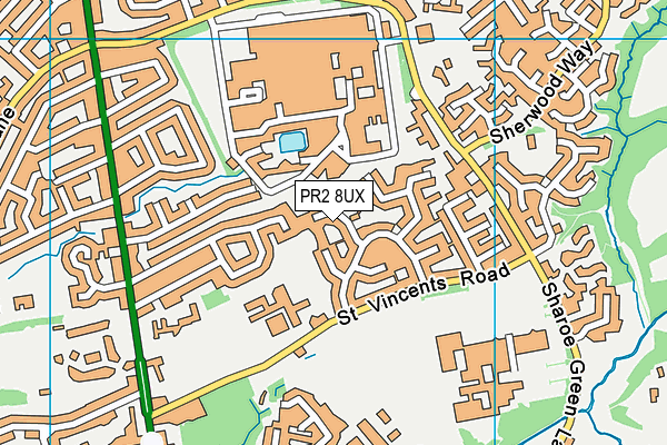 PR2 8UX map - OS VectorMap District (Ordnance Survey)