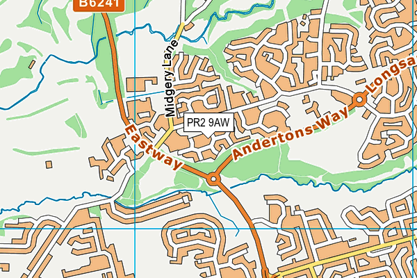 PR2 9AW map - OS VectorMap District (Ordnance Survey)