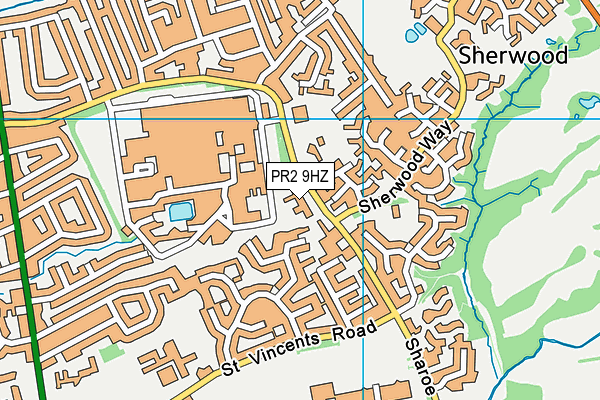 PR2 9HZ map - OS VectorMap District (Ordnance Survey)