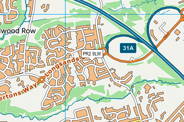 PR2 9LW map - OS VectorMap District (Ordnance Survey)