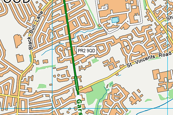 PR2 9QD map - OS VectorMap District (Ordnance Survey)