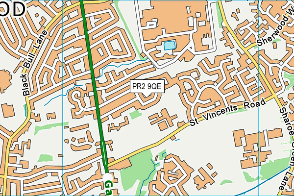 PR2 9QE map - OS VectorMap District (Ordnance Survey)