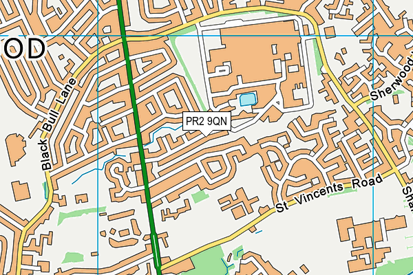 PR2 9QN map - OS VectorMap District (Ordnance Survey)