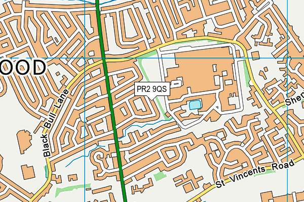 PR2 9QS map - OS VectorMap District (Ordnance Survey)