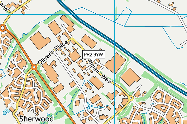 PR2 9YW map - OS VectorMap District (Ordnance Survey)