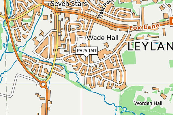 PR25 1AD map - OS VectorMap District (Ordnance Survey)