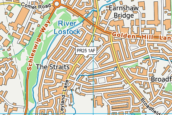 PR25 1AF map - OS VectorMap District (Ordnance Survey)