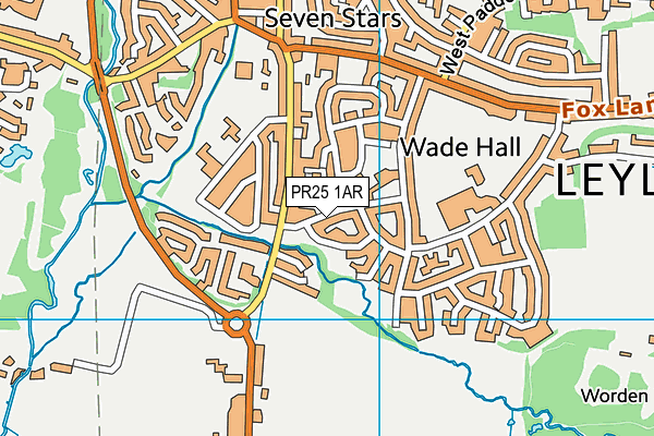 PR25 1AR map - OS VectorMap District (Ordnance Survey)