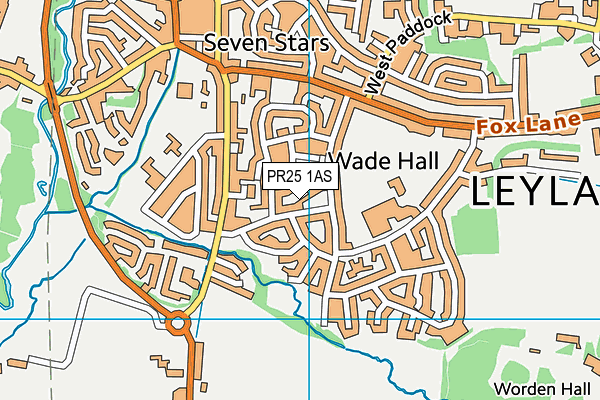 PR25 1AS map - OS VectorMap District (Ordnance Survey)