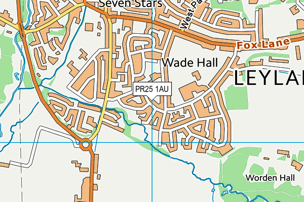 PR25 1AU map - OS VectorMap District (Ordnance Survey)