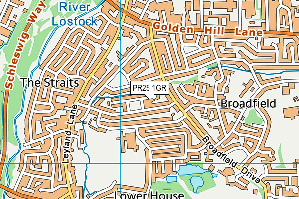 PR25 1GR map - OS VectorMap District (Ordnance Survey)