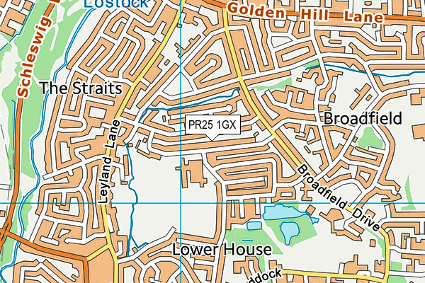 PR25 1GX map - OS VectorMap District (Ordnance Survey)