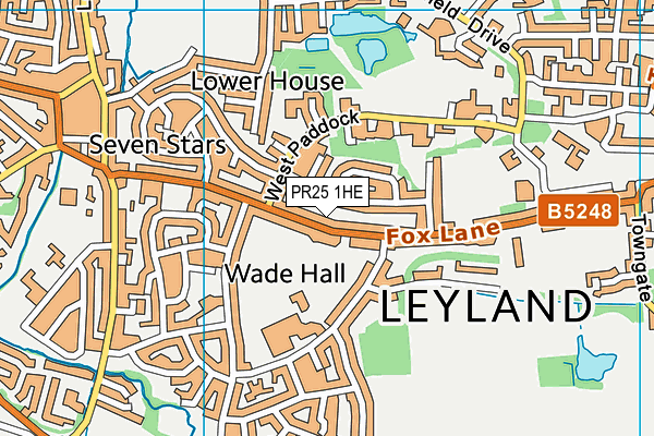 PR25 1HE map - OS VectorMap District (Ordnance Survey)