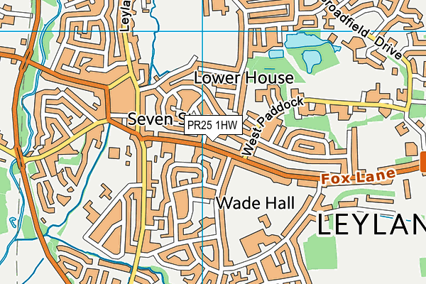 PR25 1HW map - OS VectorMap District (Ordnance Survey)