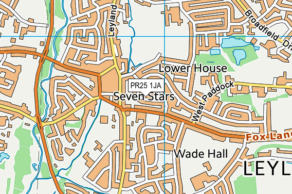 PR25 1JA map - OS VectorMap District (Ordnance Survey)