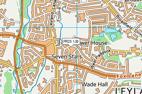 PR25 1JB map - OS VectorMap District (Ordnance Survey)