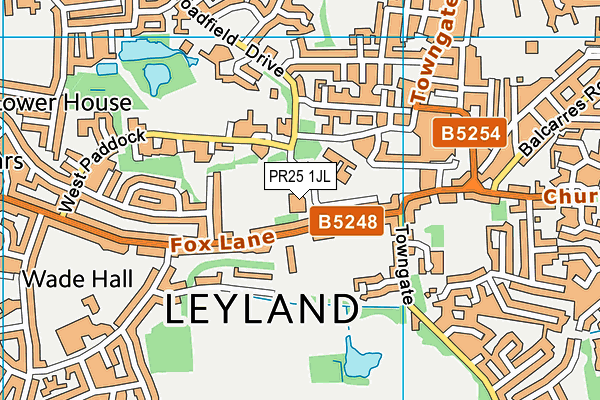 Leyland St Andrew's Church of England Infant School map (PR25 1JL) - OS VectorMap District (Ordnance Survey)