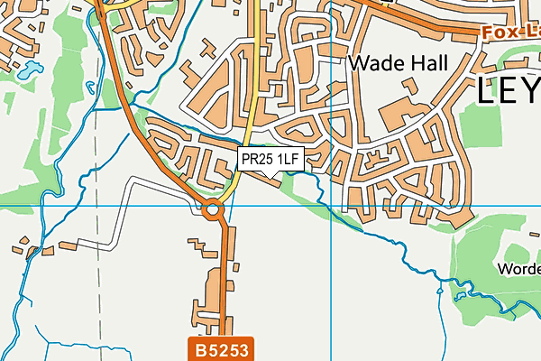 PR25 1LF map - OS VectorMap District (Ordnance Survey)