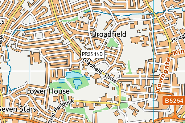 PR25 1ND map - OS VectorMap District (Ordnance Survey)