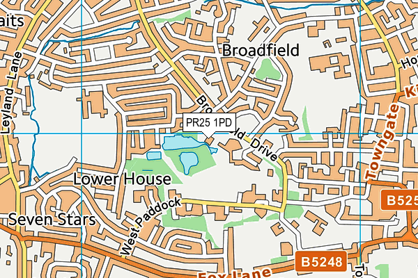 PR25 1PD map - OS VectorMap District (Ordnance Survey)