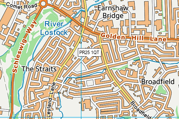 PR25 1QT map - OS VectorMap District (Ordnance Survey)