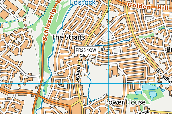 PR25 1QW map - OS VectorMap District (Ordnance Survey)