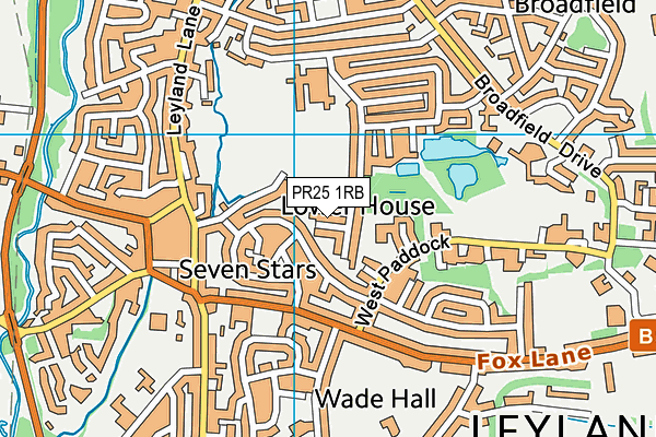 PR25 1RB map - OS VectorMap District (Ordnance Survey)