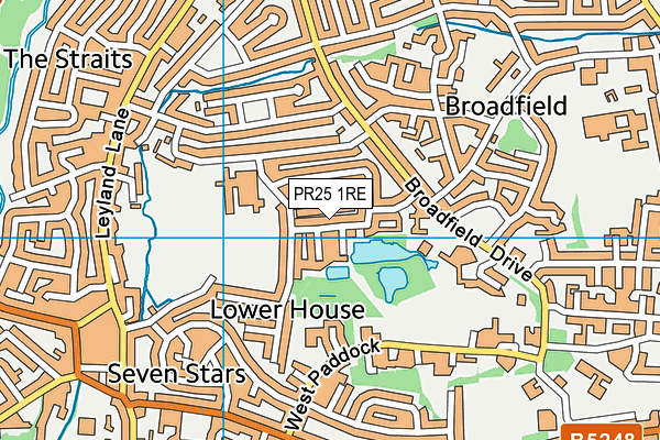 PR25 1RE map - OS VectorMap District (Ordnance Survey)