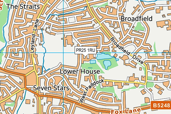 PR25 1RU map - OS VectorMap District (Ordnance Survey)