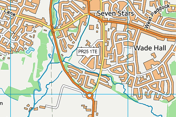 PR25 1TE map - OS VectorMap District (Ordnance Survey)
