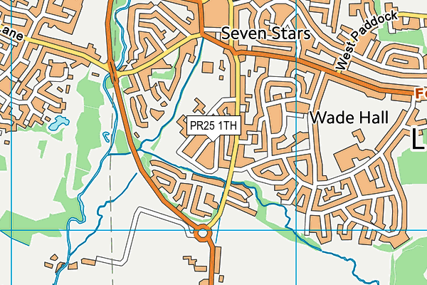 PR25 1TH map - OS VectorMap District (Ordnance Survey)