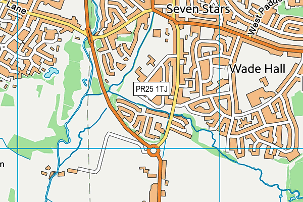 PR25 1TJ map - OS VectorMap District (Ordnance Survey)