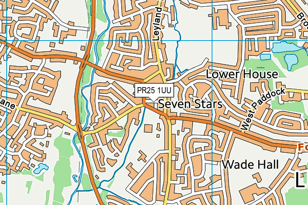 PR25 1UU map - OS VectorMap District (Ordnance Survey)