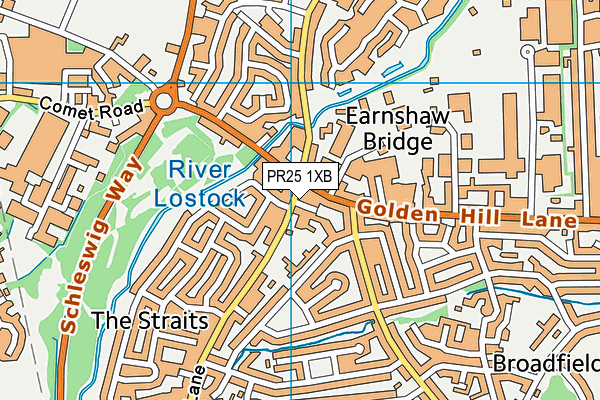 PR25 1XB map - OS VectorMap District (Ordnance Survey)