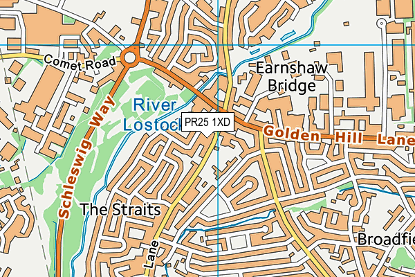 PR25 1XD map - OS VectorMap District (Ordnance Survey)