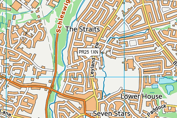 PR25 1XN map - OS VectorMap District (Ordnance Survey)