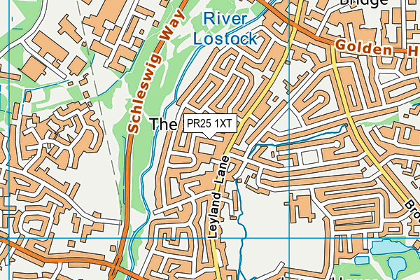 PR25 1XT map - OS VectorMap District (Ordnance Survey)