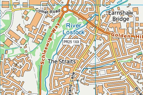 PR25 1XX map - OS VectorMap District (Ordnance Survey)