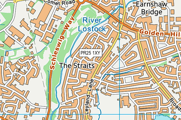 PR25 1XY map - OS VectorMap District (Ordnance Survey)