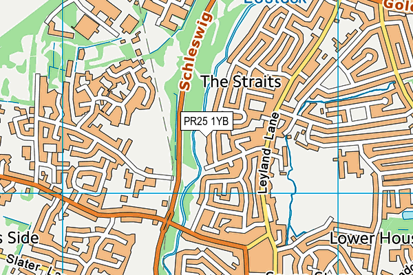 PR25 1YB map - OS VectorMap District (Ordnance Survey)