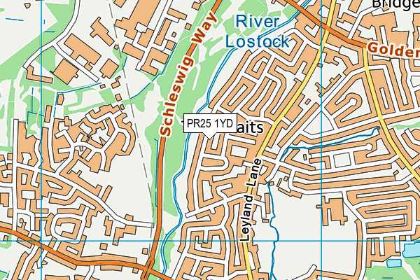 PR25 1YD map - OS VectorMap District (Ordnance Survey)