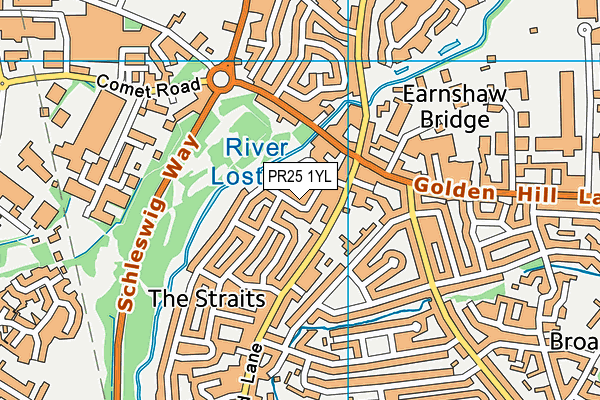 PR25 1YL map - OS VectorMap District (Ordnance Survey)