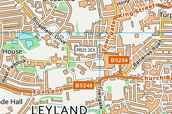 PR25 2EX map - OS VectorMap District (Ordnance Survey)